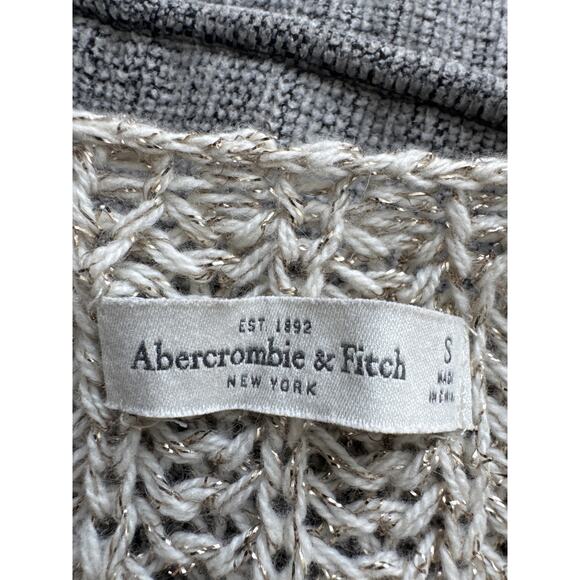 Abercrombie & Fitch Open Knit Gold Metallic Sweater Beige Women's Size S - Picture 5 of 10